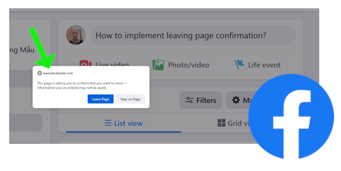 Web browsers: confirm leaving page when there is modified data.