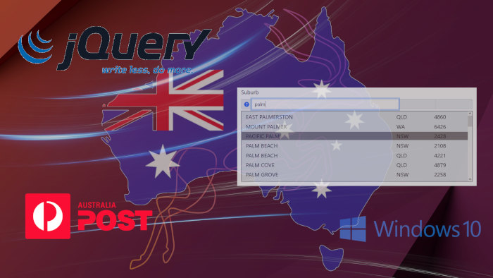 jQuery plugin: bhAustPostcode to work with the search Australian postcodes web API.